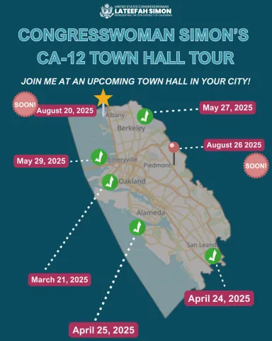 Map of CA-12 with town hall stops